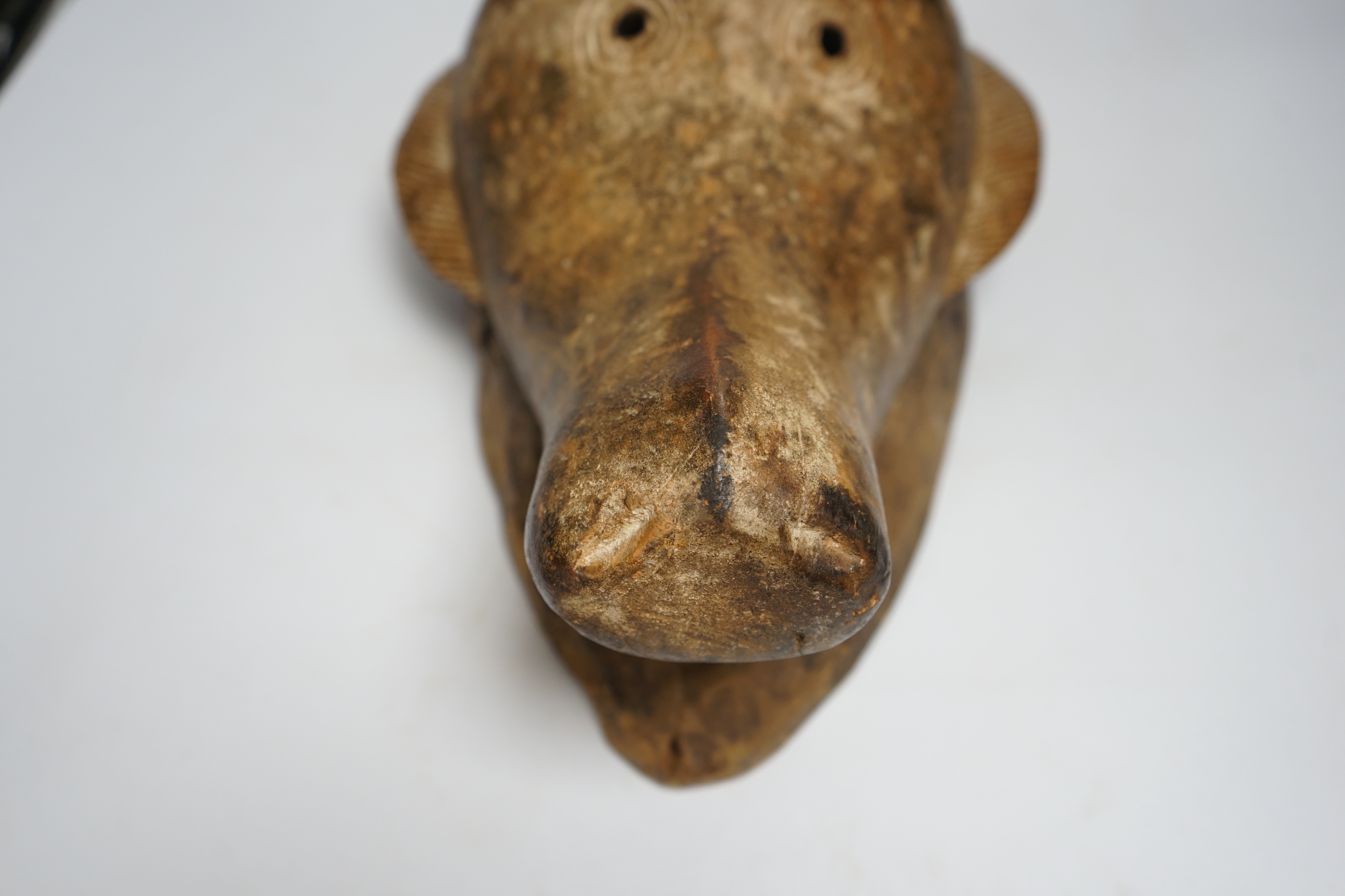 A carved wood antelope head mask, Burkina Faso?